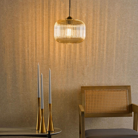Demarius 1 Light Pendant natural brass and amber glass
