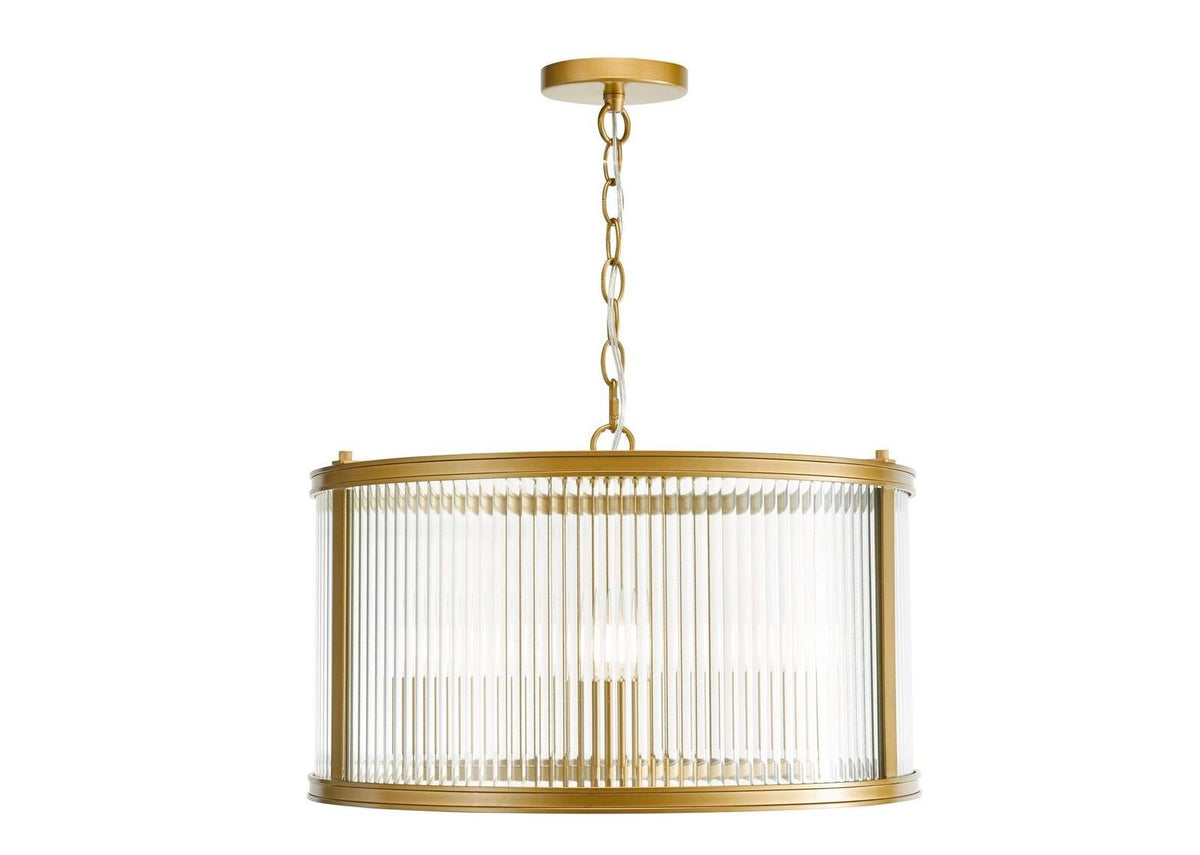 Bianka 3 Light Pendant Bronze and Ribbed Glass