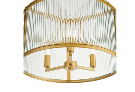 Bianka 3 Light Pendant Bronze and Ribbed Glass