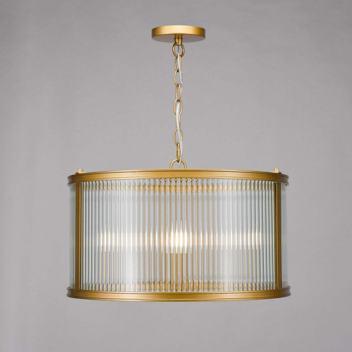 Bianka 3 Light Pendant Bronze and Ribbed Glass