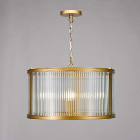 Bianka 3 Light Pendant Bronze and Ribbed Glass