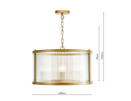Bianka 3 Light Pendant Bronze and Ribbed Glass