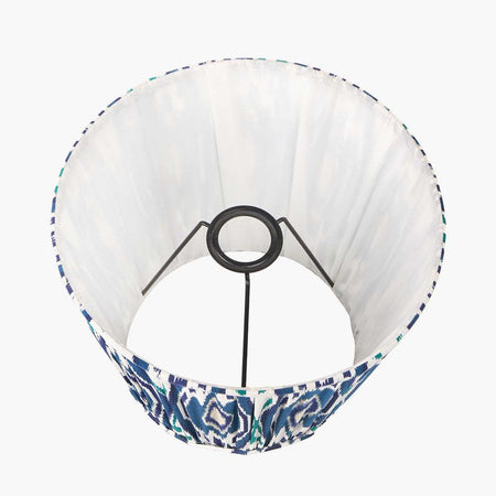 Izara Ocean Blue Ikat Patterned Mushroom Pleat Tapered Lampshade