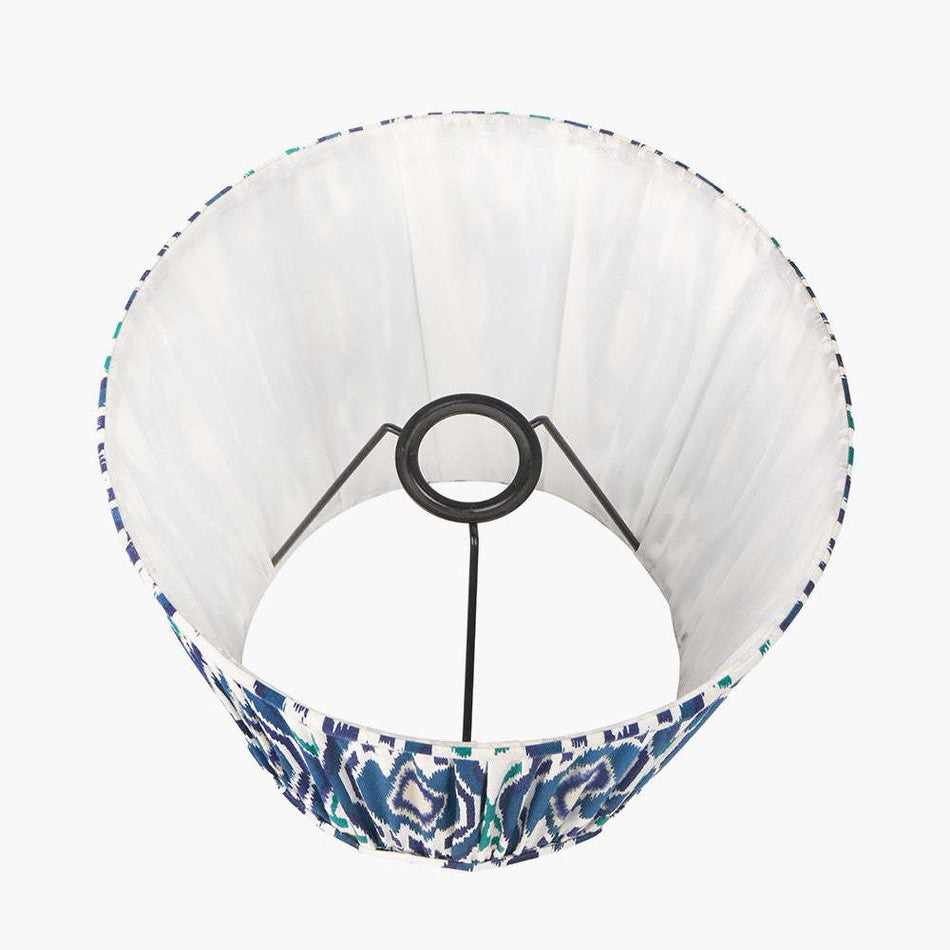 Izara Ocean Blue Ikat Patterned Mushroom Pleat Tapered Lampshade