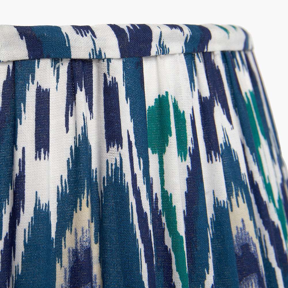 Izara Ocean Blue Ikat Patterned Mushroom Pleat Tapered Lampshade