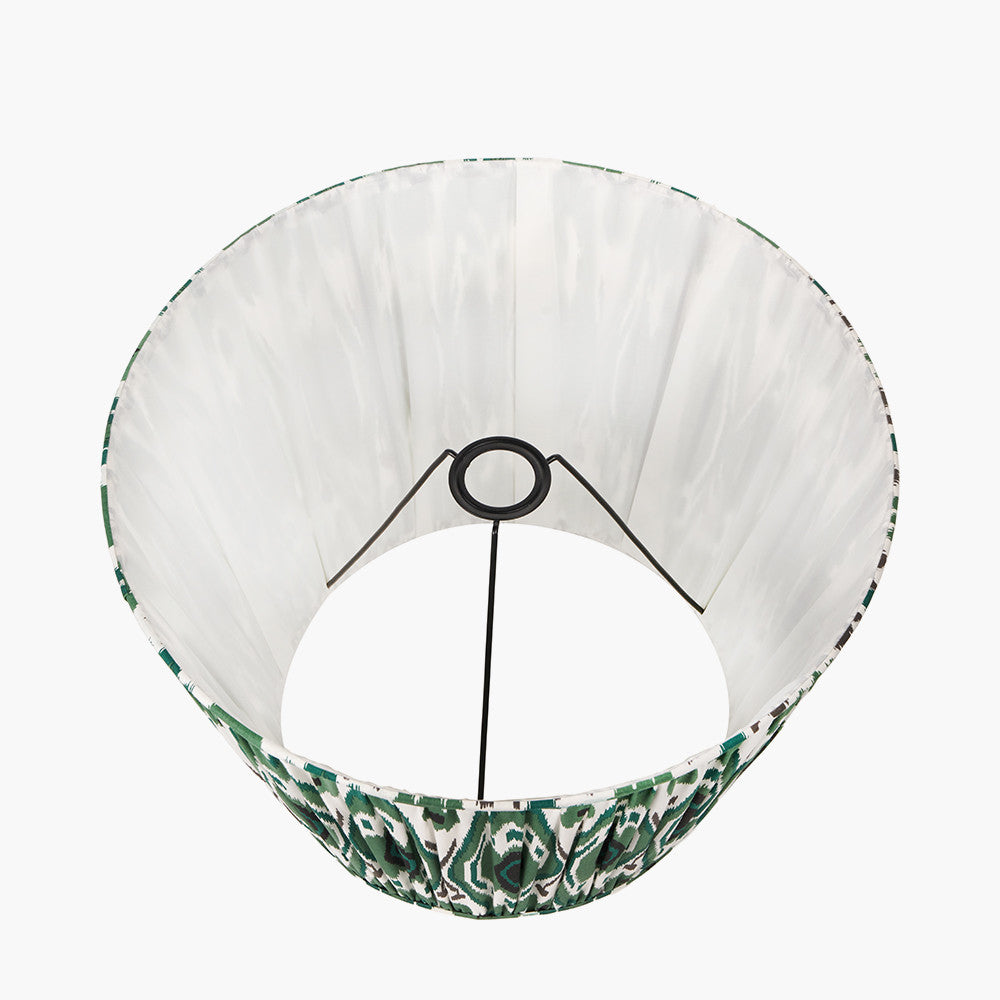 Izara Racing Green Ikat Patterned Mushroom Pleat Tapered Lampshade