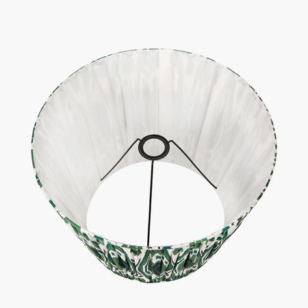 Izara Racing Green Ikat Patterned Mushroom Pleat Tapered Lampshade