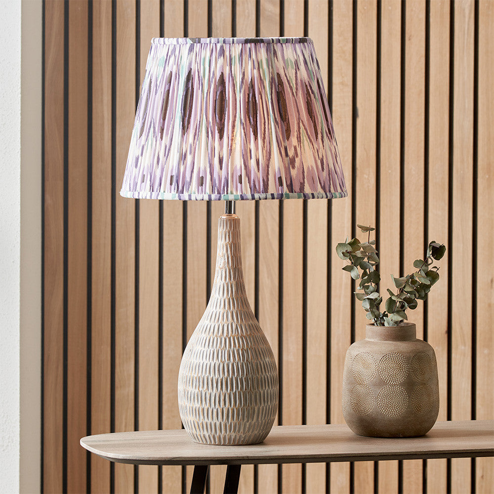 Izara Lilac Ikat Patterned Mushroom Pleat Tapered Lampshade