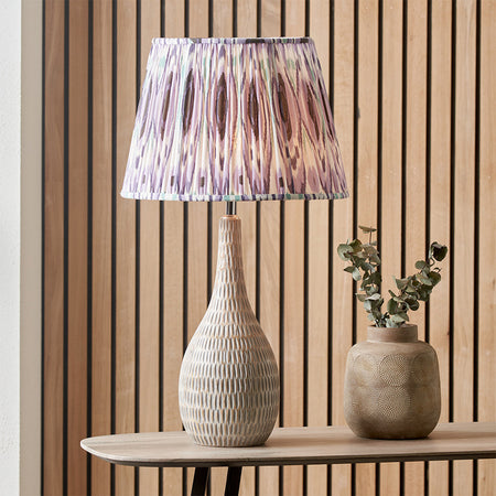 Izara Lilac Ikat Patterned Mushroom Pleat Tapered Lampshade