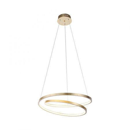 Modern LED Gold double pendant with swirl Light rings