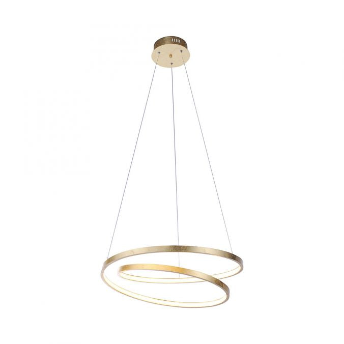 Modern LED Gold double pendant with swirl Light rings