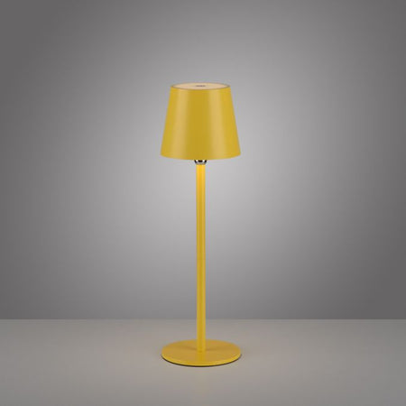 Yellow Rechargeable outdoor table lamp with wine bottle attachment