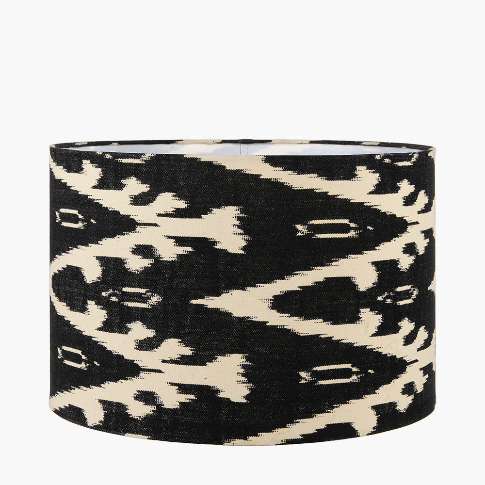 Lars black Ikat Patterned Cylinder Shade