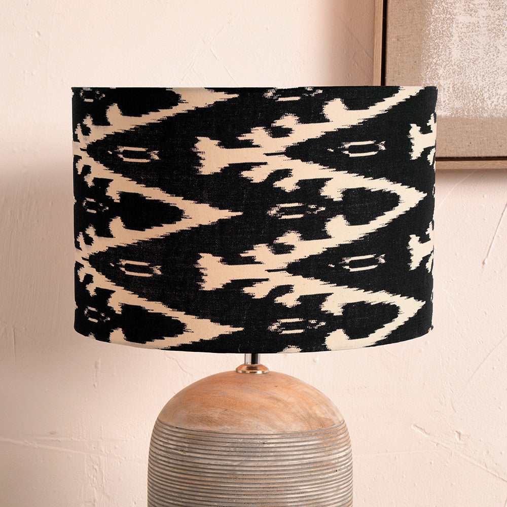 Lars black Ikat Patterned Cylinder Shade