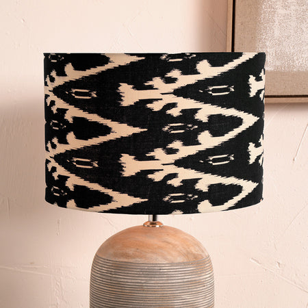 Lars black Ikat Patterned Cylinder Shade
