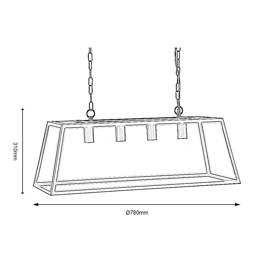 Riga 4 Light Antique Brass Glass box Pendant
