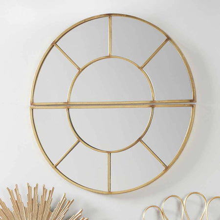Antique Gold Metal 2 Half Moon Section Wall Mirror