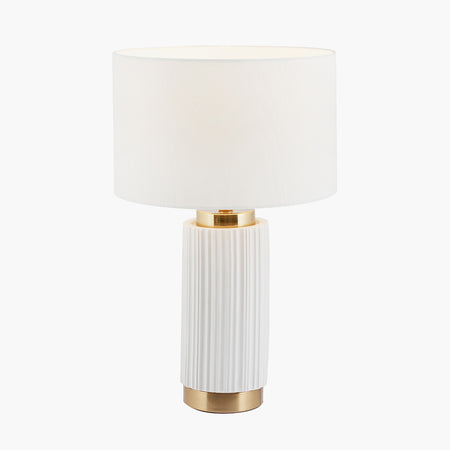 Ionic white Textured Ceramic and Gold Metal Table Lamp