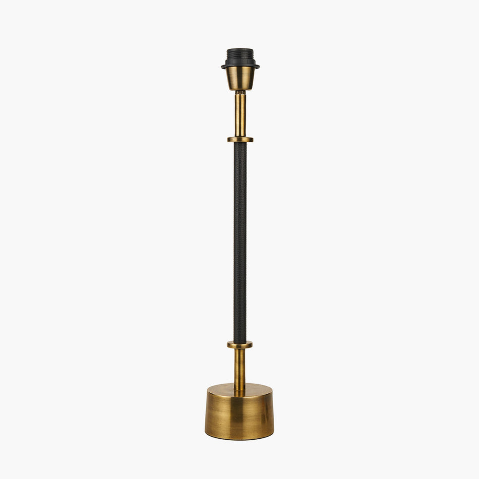 Ciara Clear Glass and Antique Brass Metal Table Lamp Base with 35cm White Handloom Shade