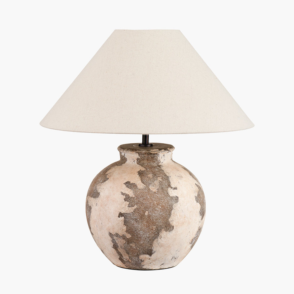 Lulia Antique Finish Stoneware Table Lamp Base with Harley 40cm Hopsack Empire Lampshade
