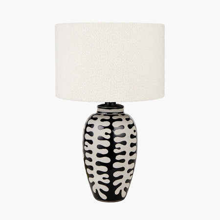 Black and White Coral Ceramic Table Lamp Base with Rouen 35cm White Boucle Shade