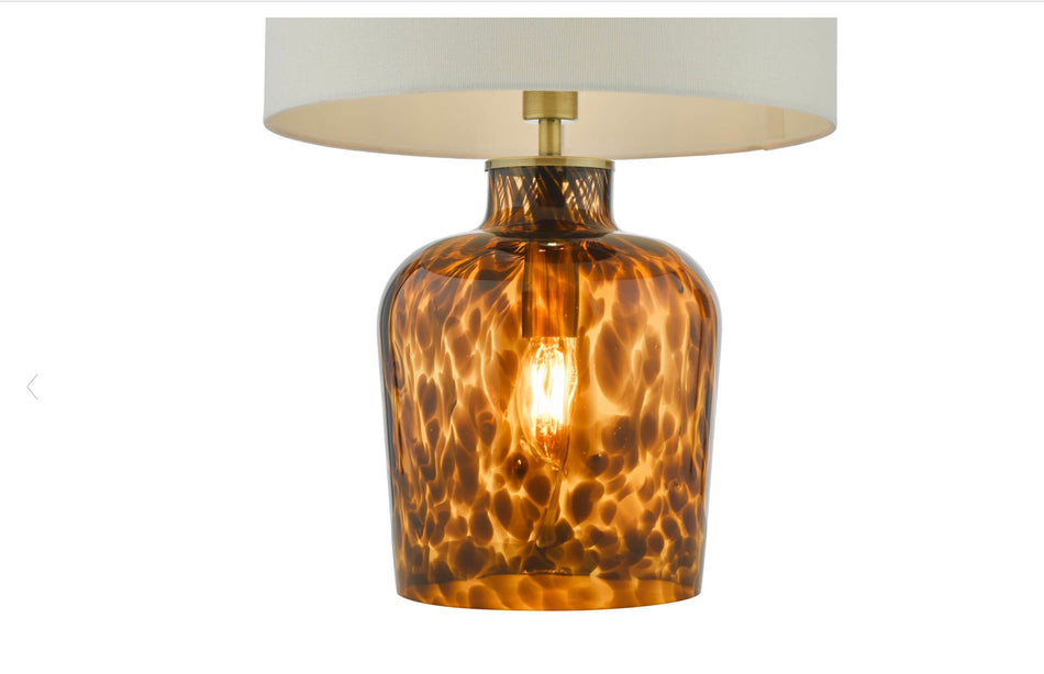 Leandra Dual Light Table Lamp Tortoiseshell Glass With Shade