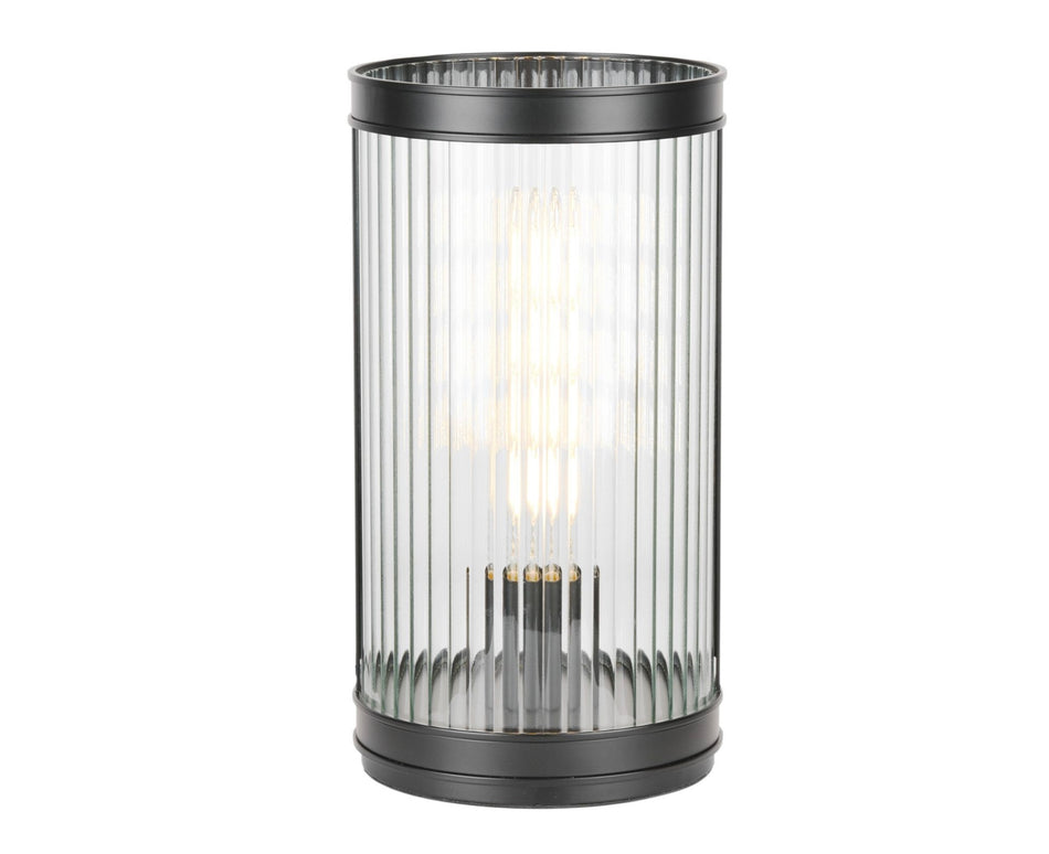 Bianka Table Lamp Matt Black and Ribbed Glass