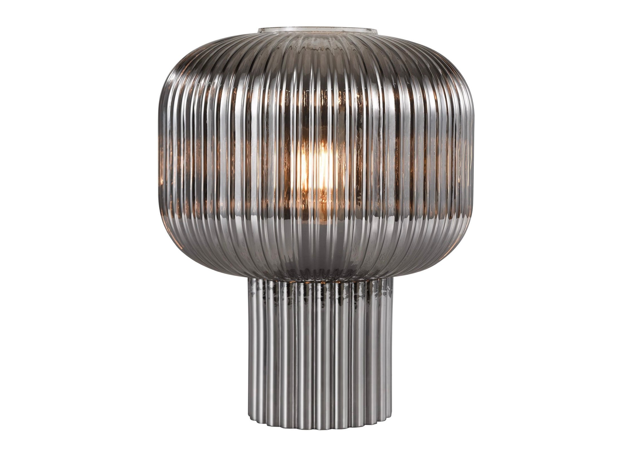 Demarius Table Lamp Smoked Ribbed Glass