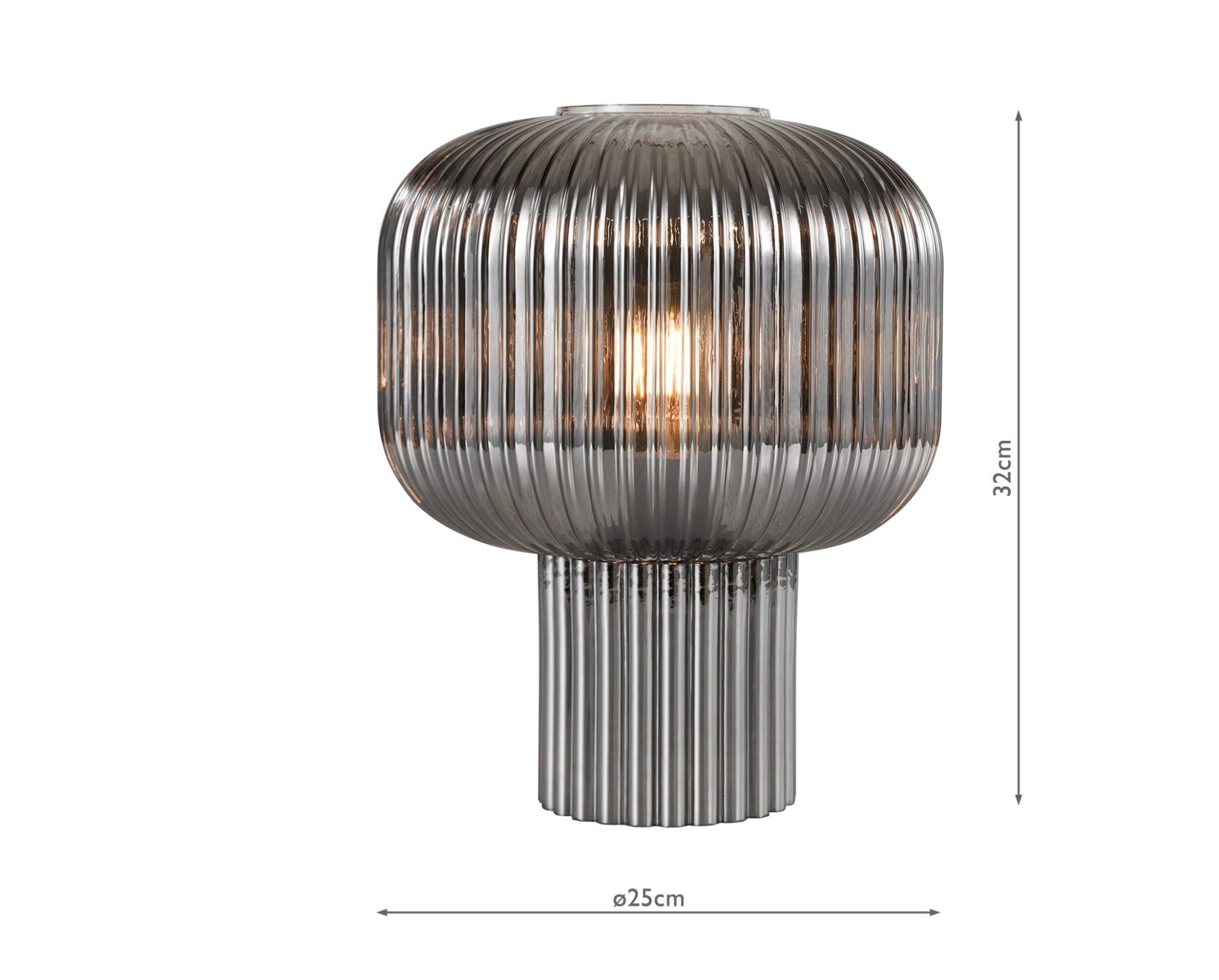Demarius Table Lamp Smoked Ribbed Glass