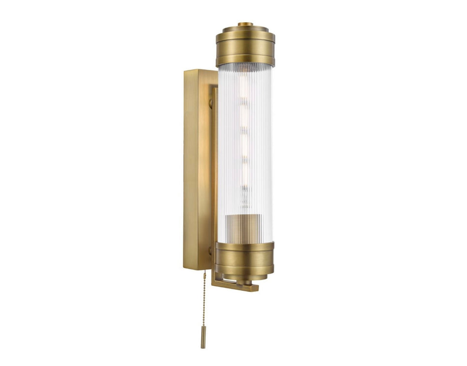 Tommaso Bathroom Wall Light Antique Bronze and Ribbed Glass IP44