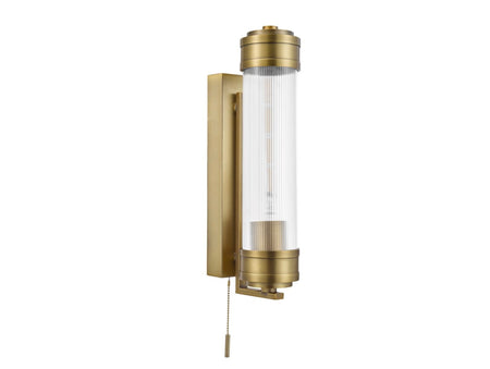 Tommaso Bathroom Wall Light Antique Bronze and Ribbed Glass IP44