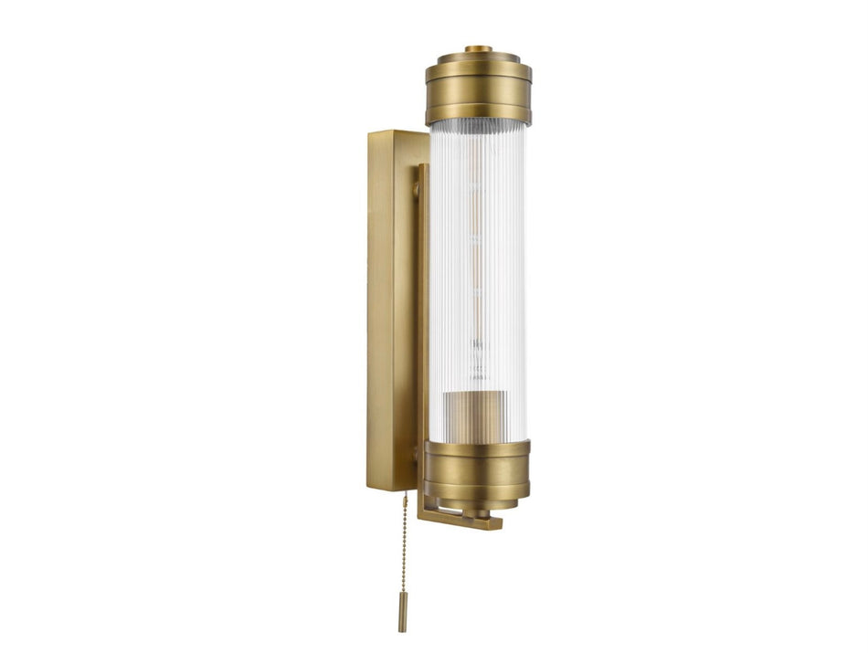 Tommaso Bathroom Wall Light Antique Bronze and Ribbed Glass IP44