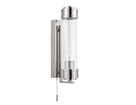 Tommaso Bathroom Wall Light polished Chrome and Ribbed Glass IP44