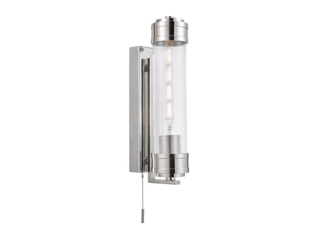 Tommaso Bathroom Wall Light polished Chrome and Ribbed Glass IP44