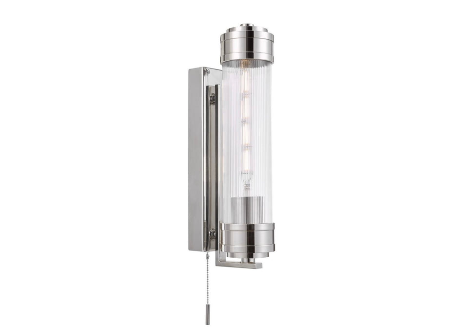 Tommaso Bathroom Wall Light polished Chrome and Ribbed Glass IP44