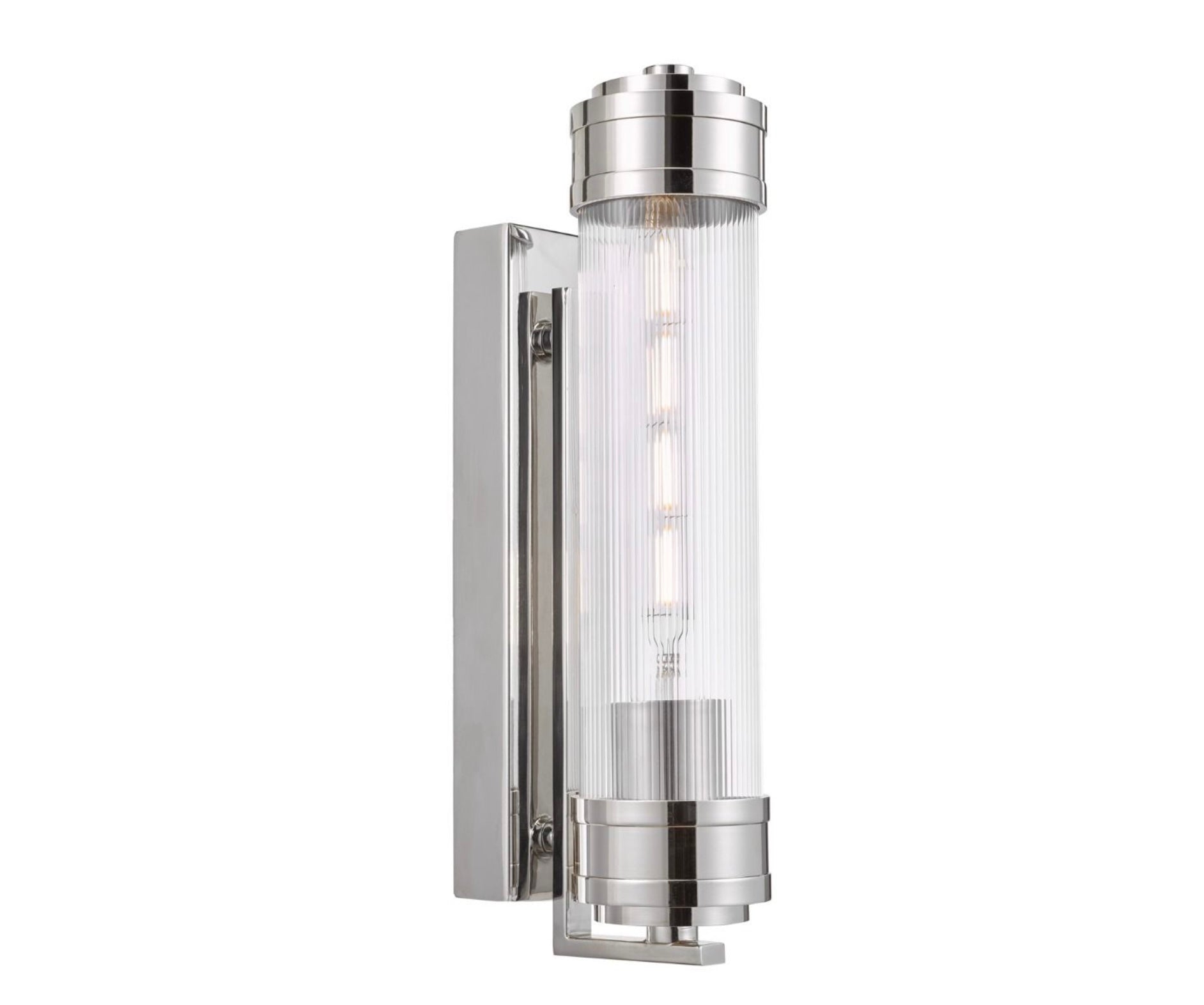Tommaso Bathroom Wall Light polished Chrome and Ribbed Glass IP44
