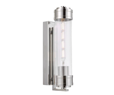 Tommaso Bathroom Wall Light polished Chrome and Ribbed Glass IP44