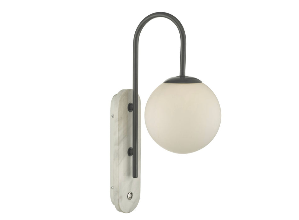 Deuce Bathroom Wall Light Marble Opal Glass IP44