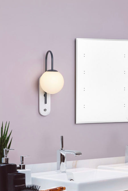 Deuce Bathroom Wall Light Marble Opal Glass IP44