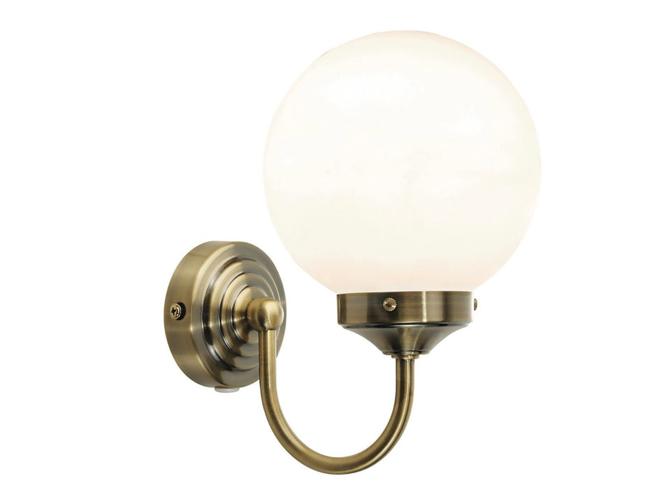 Barclay Bathroom Wall Light Polished Chrome Opal Glass IP44