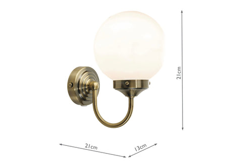 Barclay Bathroom Wall Light Polished Chrome Opal Glass IP44