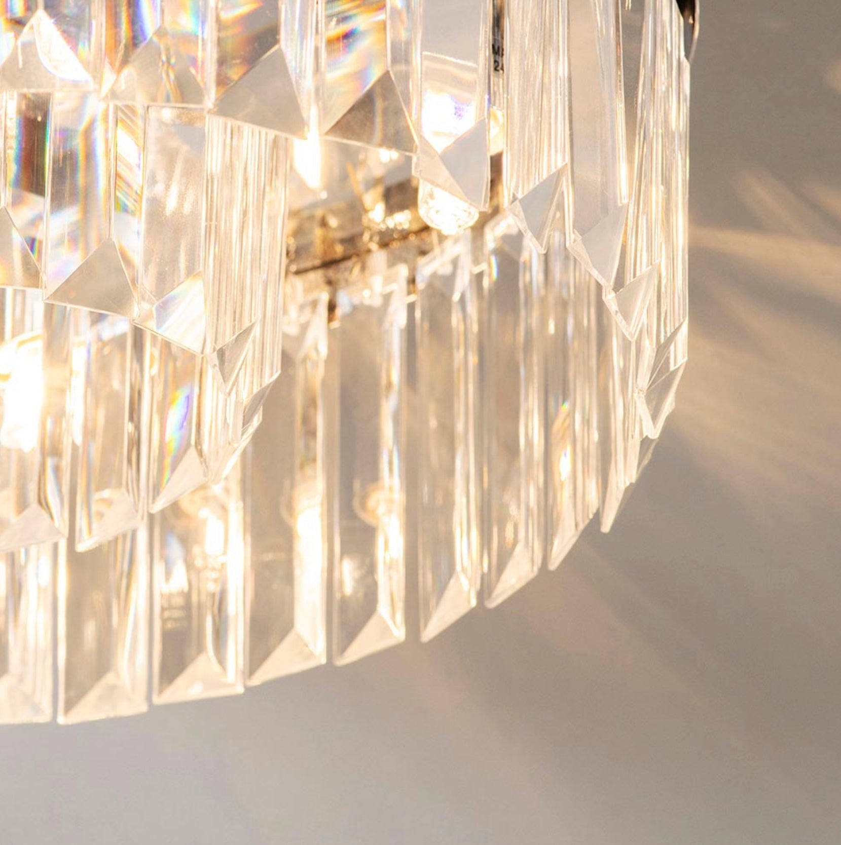 Crystal bathroom flush ceiling light 5lt flush IP44 18W
