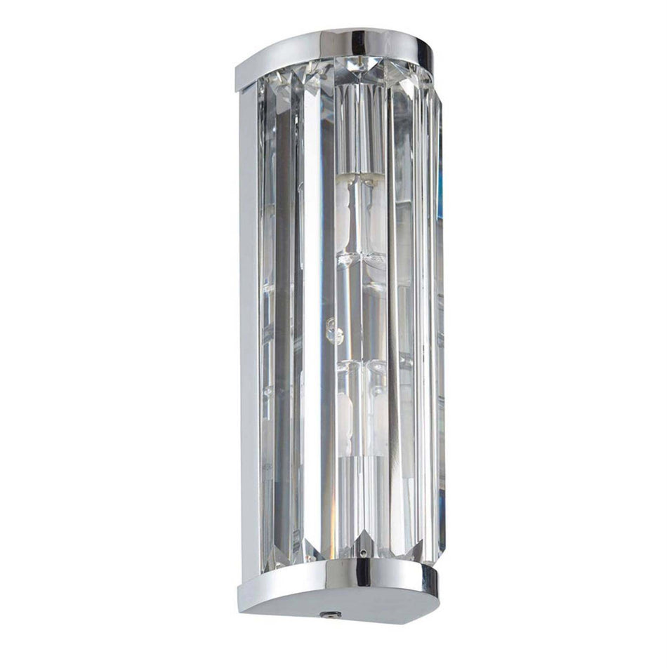 Crystal and chrome bathroom wall light IP44 Rated