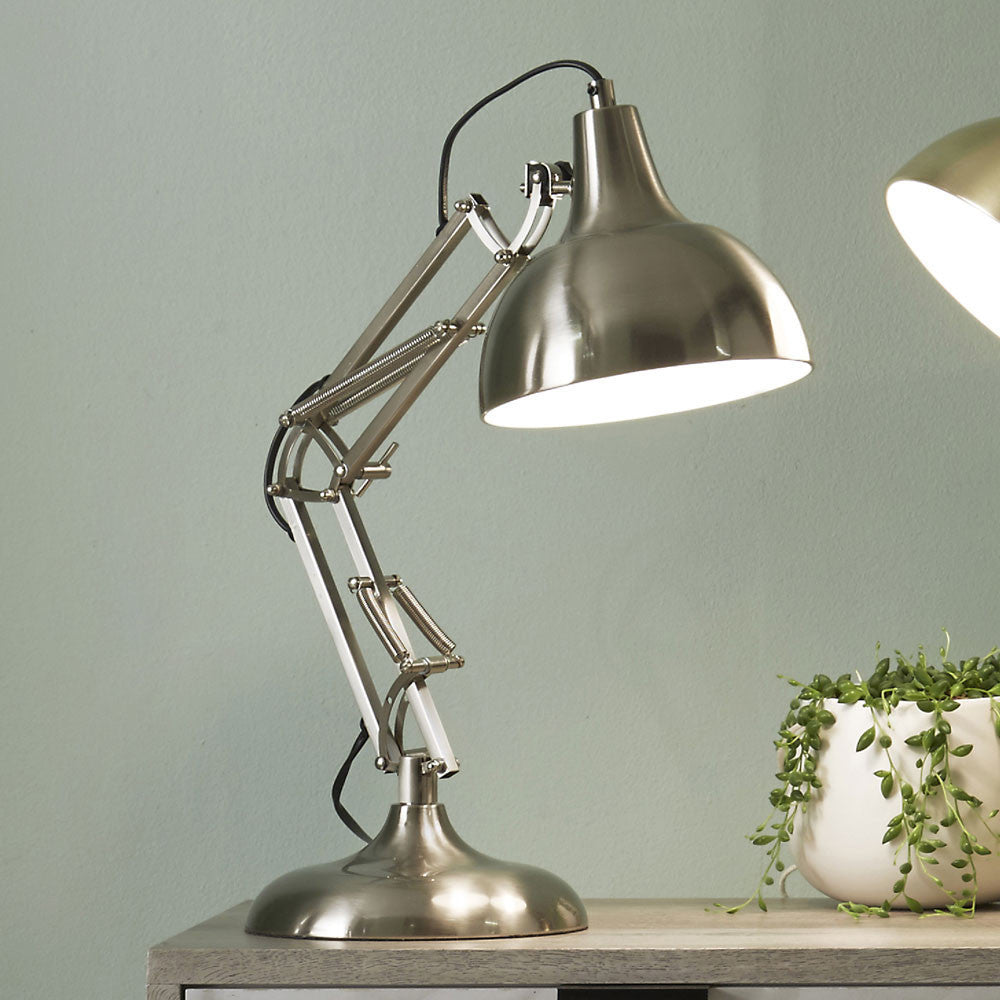Alonzo Matt Brushed Chrome Angled Task Table Lamp
