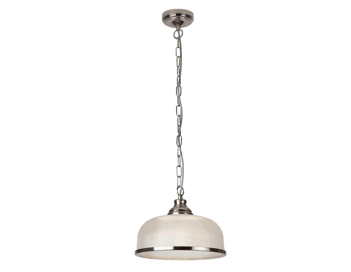 Bistro 1Lt Pendant, Satin Silver Halophane Glass