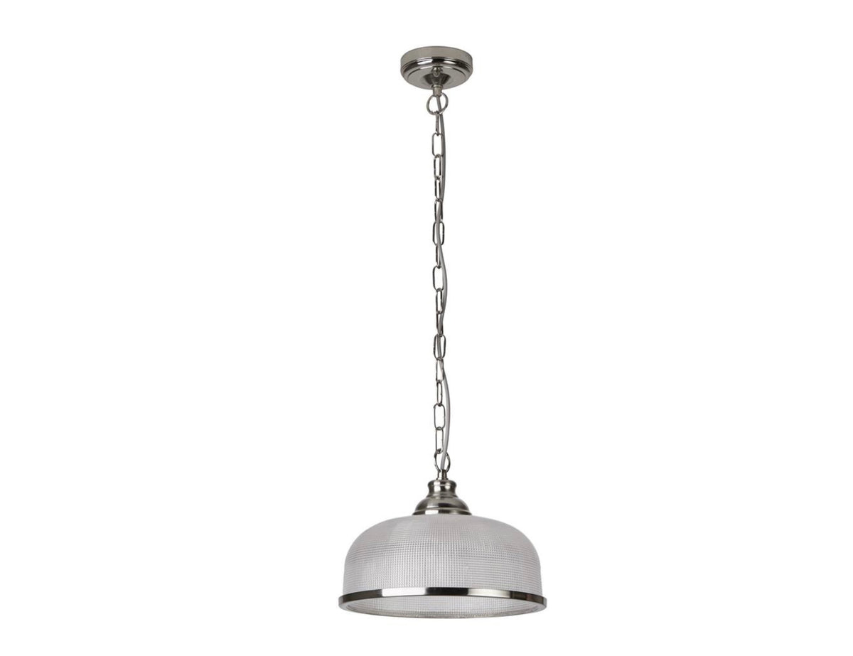 Bistro 1Lt Pendant, Satin Silver Halophane Glass