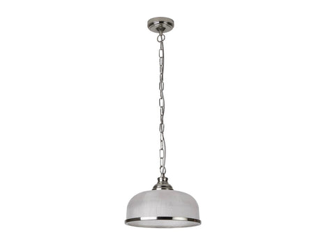 Bistro 1Lt Pendant, Satin Silver Halophane Glass