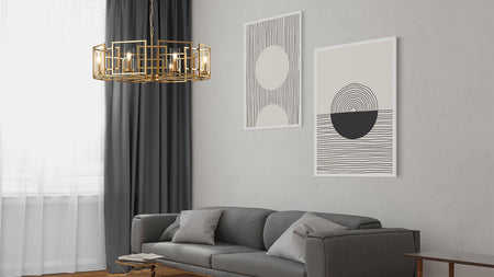 Bowi Gold Decorative 6 light ceiling pendant