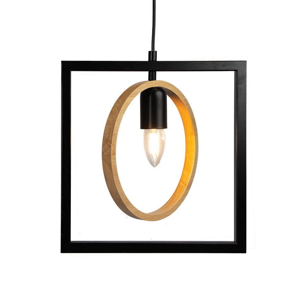 Finley 1 Light Ceiling Pendant black and wood