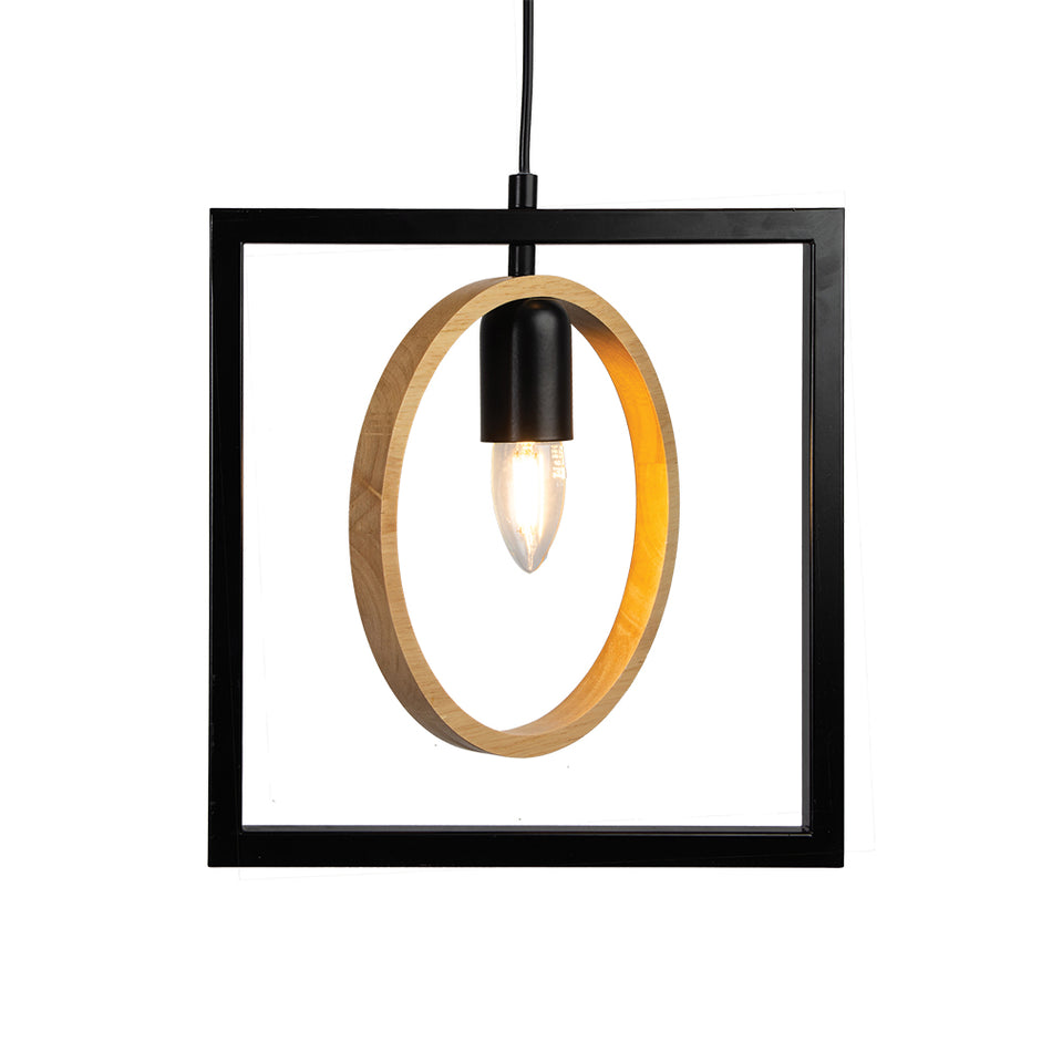 Finley 1 Light Ceiling Pendant black and wood